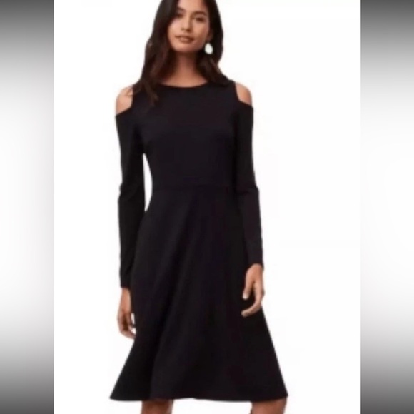 LOFT Dresses & Skirts - LOFT Black Cold Shoulder Dress Size 0P